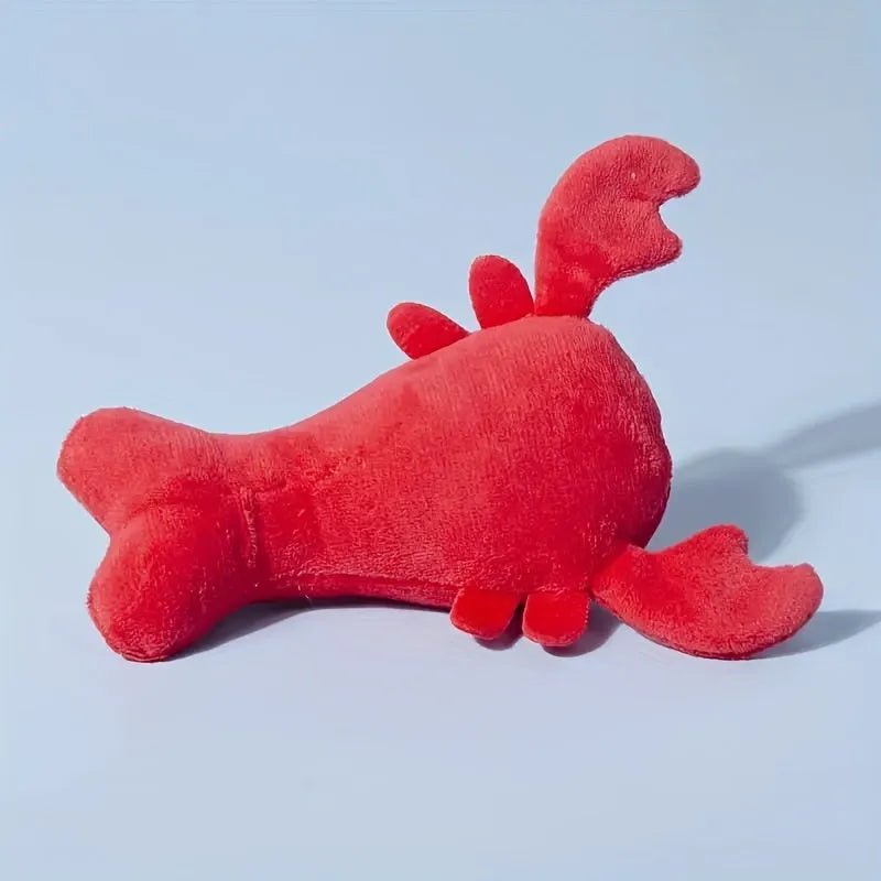 Red lobster stuffed dog toy with cotton fabric and squeaker for small medium dogs