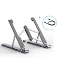 Collapsible aluminium alloy portable bracket for desktop laptop cooling rack in silver or grey