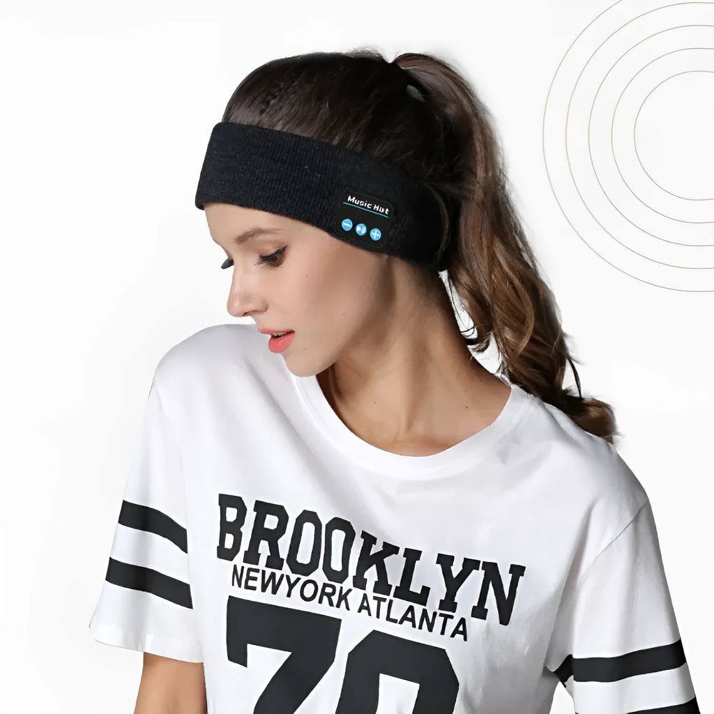 Bluetooth 5.4 sports headband with removable washable cover in black, dark grey and grey-white colours