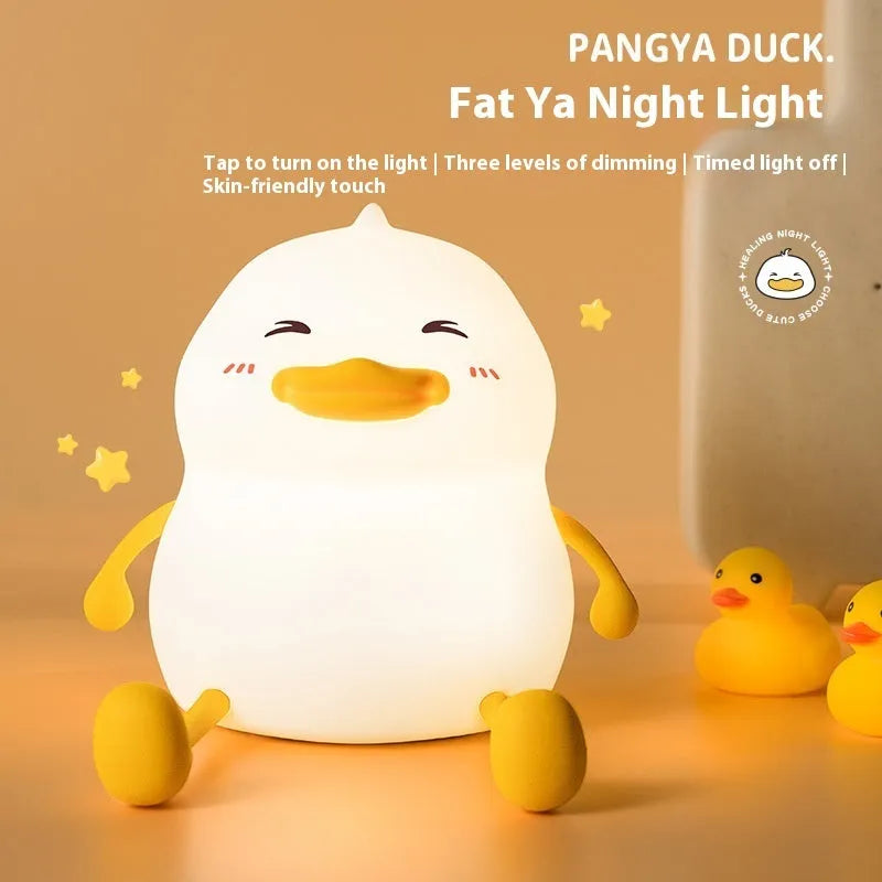 Chubby silicone night lamp with phone holder showing dimensions 108x104x128mm