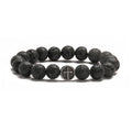Geometric volcanic rock agate bracelet with stainless steel finish showing structured design