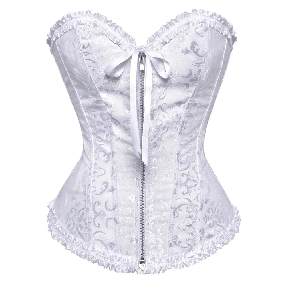 Women's black zipper front spandex corset for waist support and shaping