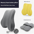 Grey lumbar support cushion for office chair, measuring 40cm by 40cm by 8cm.