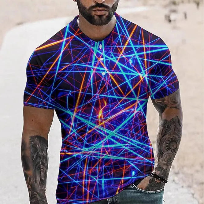 Men's short sleeve polo shirt in bird eye cloth with lapel button design for summer sports wear