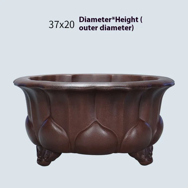 Purple sand ceramic succulent flowerpot with Chinese classical styling measuring 37x37x20cm