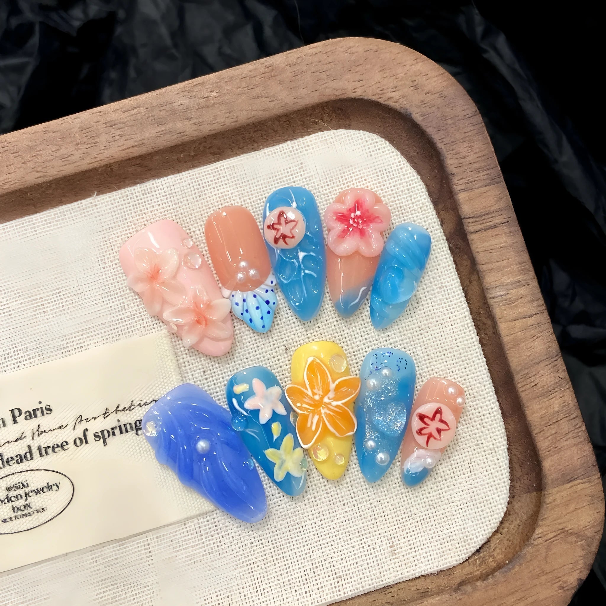 Three-dimensional carved jellyfish plastic wearable armour in almond nail colour for marine costumes