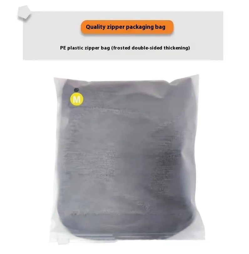 Heather grey dog anxiety jacket vest on a size chart showing seven options from XXS to XXL.