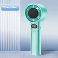 USB handheld fan with variable speed control in Green, Khaki, Silver, or White colour options