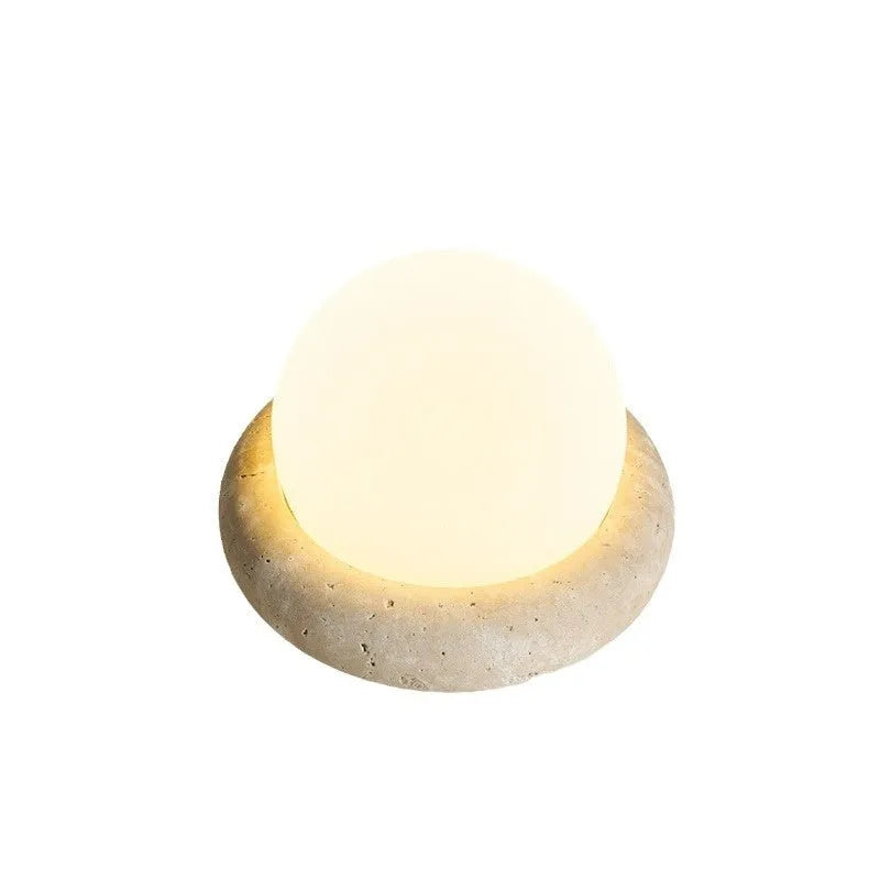 Modern simple bedside night lamp with remote control, yellow cave stone light, 15.5cm diameter