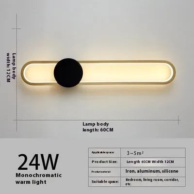 Modern minimalist wall lamp with 60cm diameter round iron shade and warm LED light