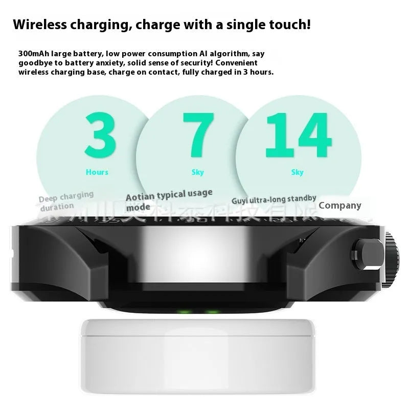 Smart watch with offline payment and voice assistant in black colour on a table