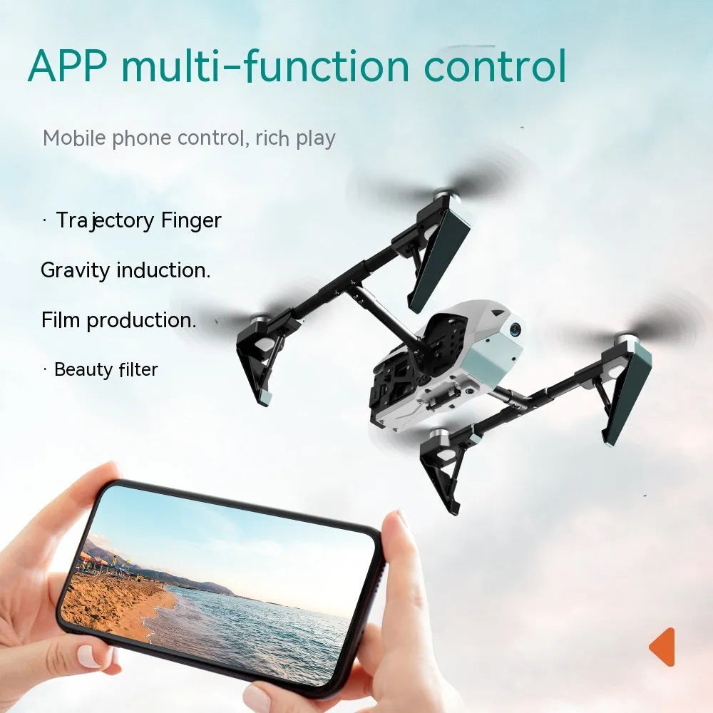 White KS66 alloy UAV drone with camera and remote control on a storage bag.