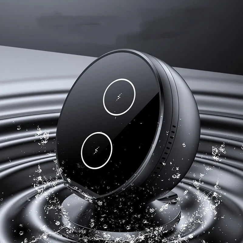 Wireless charger phone holder with Bluetooth speaker in black, blue, pink or white colours