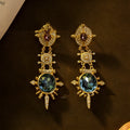 Gold retro geometric stud earrings with round shape and diamond-treated alloy surface