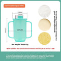 Oblique mouth anti-choke drinking cup for elderly adults with handle, lid, and optional wrist splint.