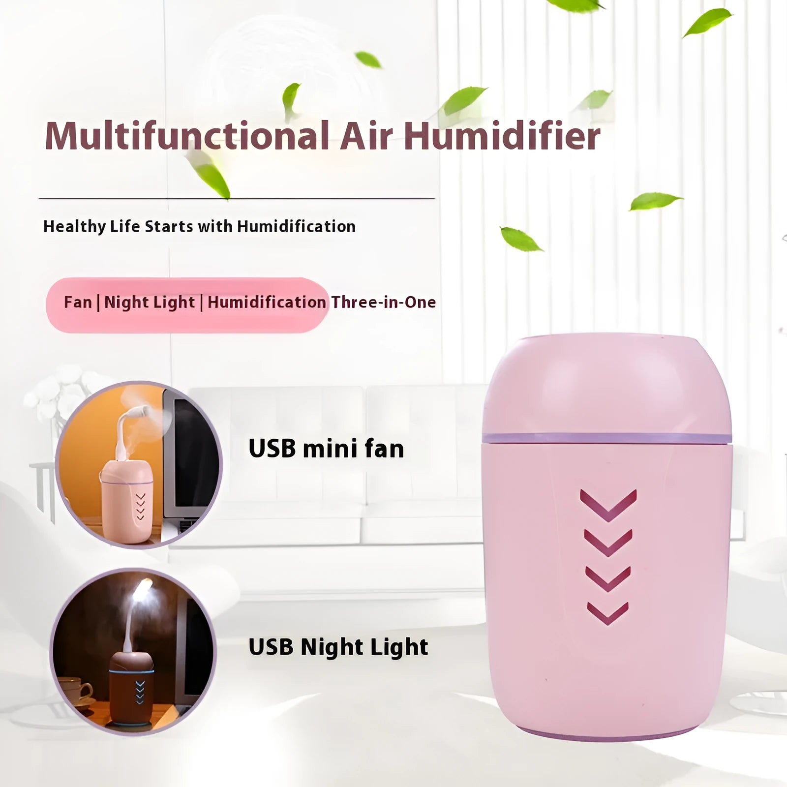 Round portable air purifier in blue colour with USB cable for vehicle, home, and office use