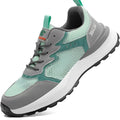 Green work safety shoes with mesh upper and steel toe cap protection