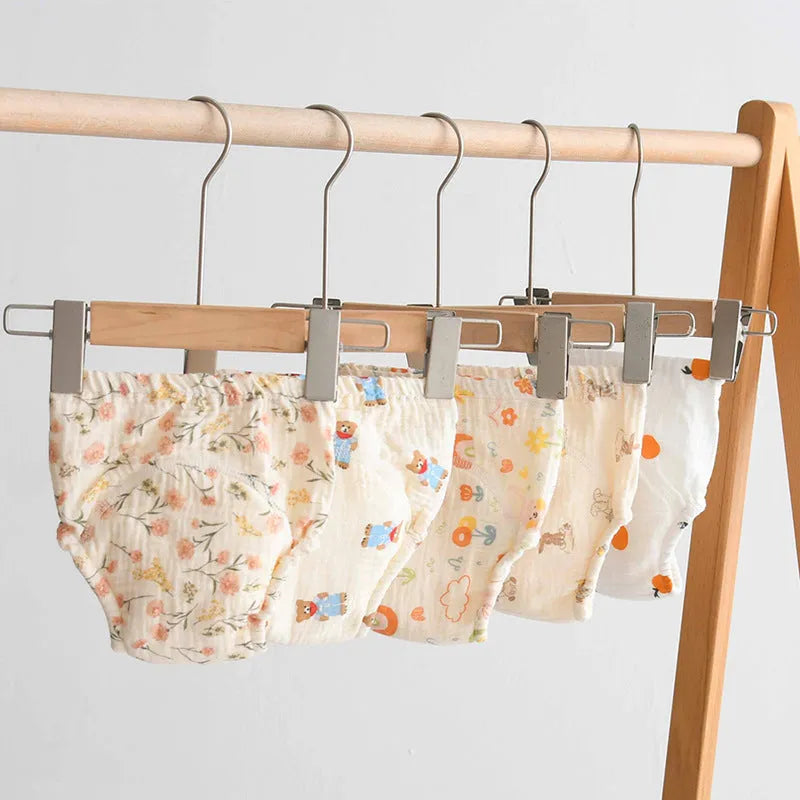 Cotton gauze baby urine training pants in Baby Bear pattern, ring design, pure diaper pants for toddlers