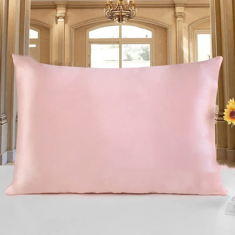 19 Momme double-sided silk pillowcase in apricot colour with hidden zipper closure