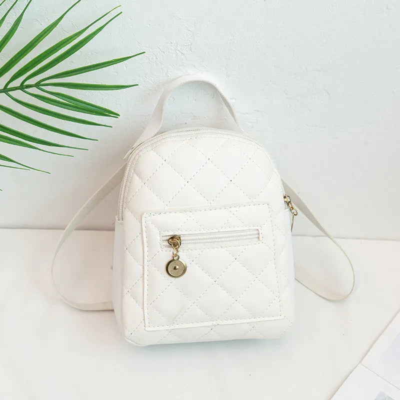 Korean style embroidered girls backpack in square shape with soft carry handle