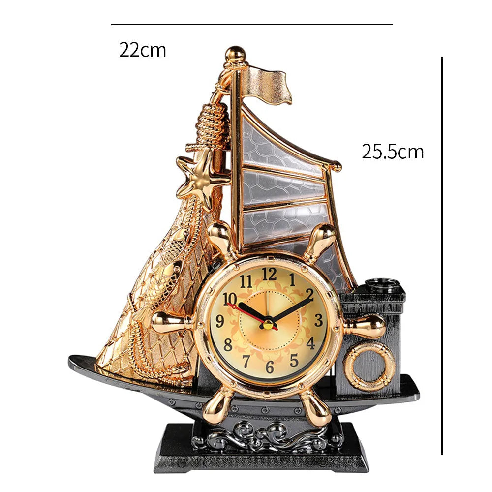 Creative plastic alarm clock in gold or silver finish for bedroom decor.