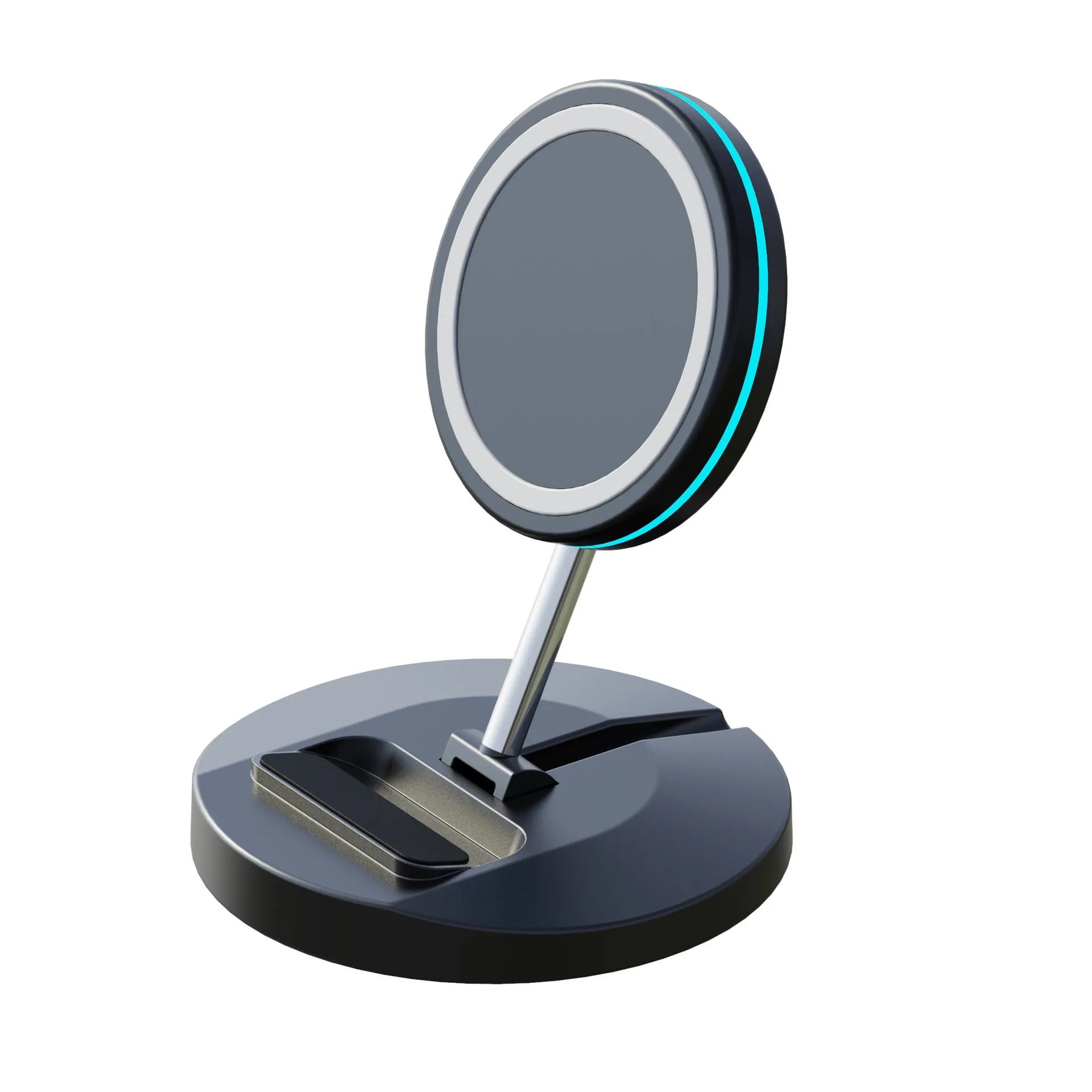 Folding wireless charging stand with magnetic MagSafe compatibility for iPhone 12 devices