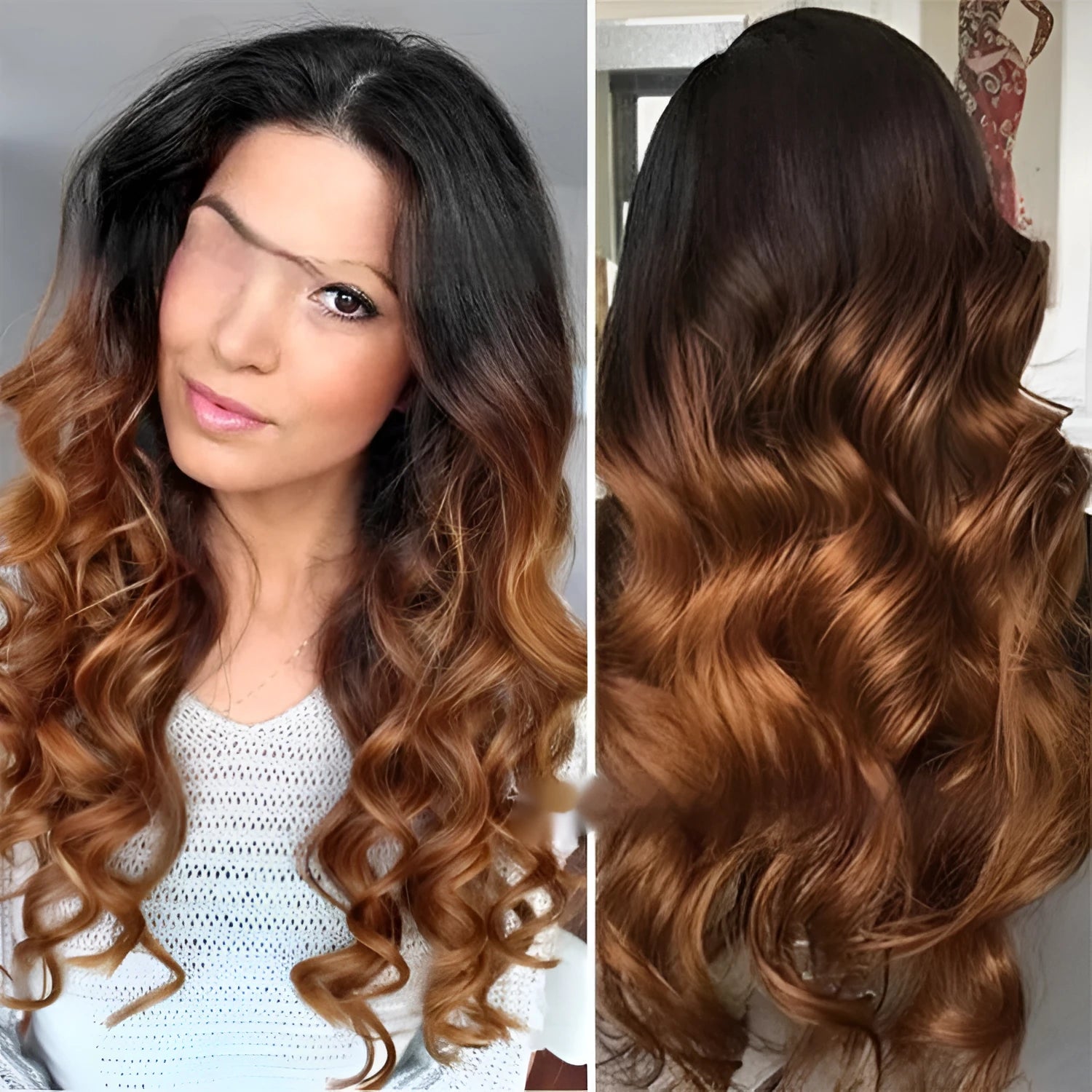 Human hair lace front wig showing natural hairline with lace detail and length options