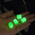 Car luminous valve caps showing glow feature and rubber construction with 16mm x 12mm dimensions