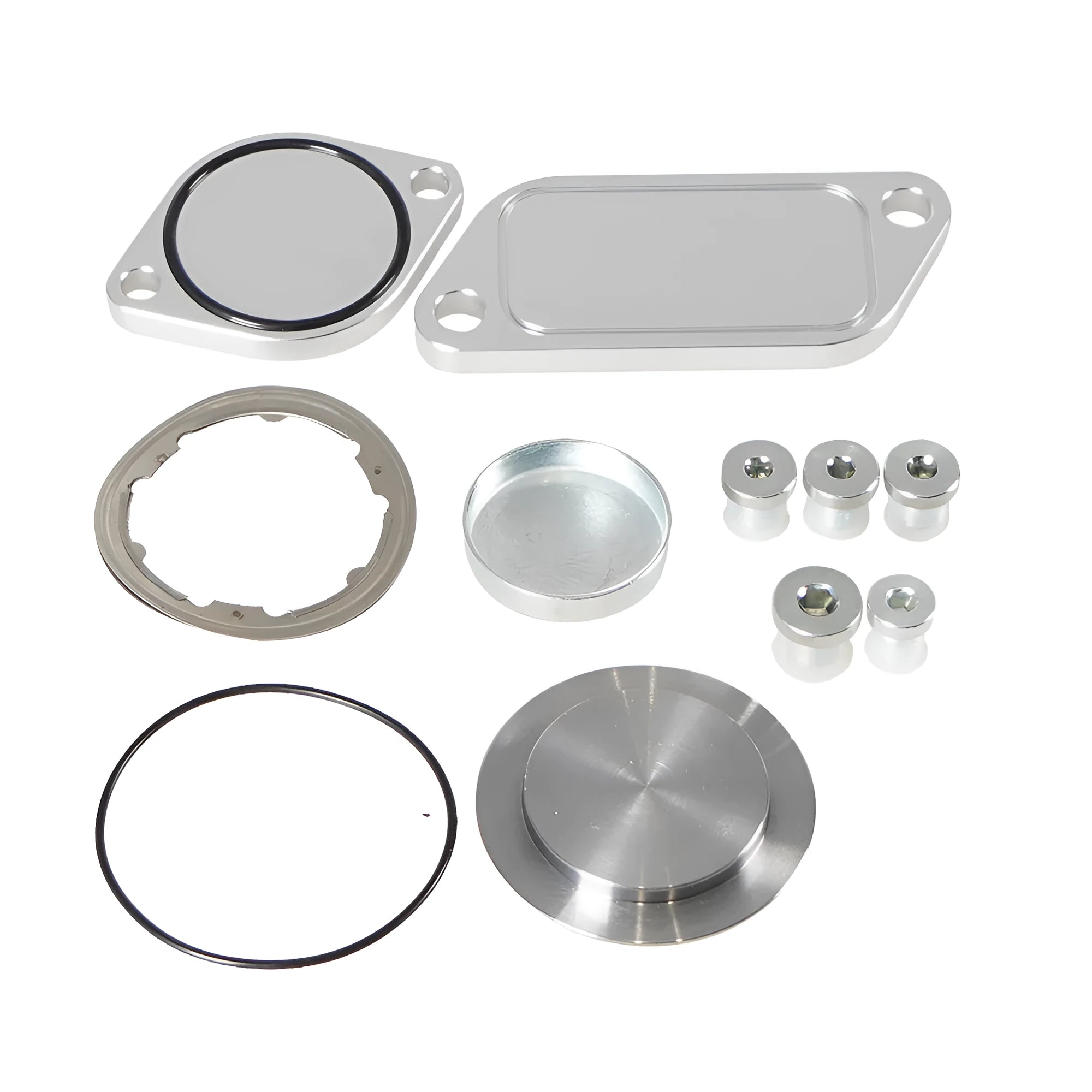 Silver aluminium alloy automotive valve cover for exhaust gas recirculation plug systems