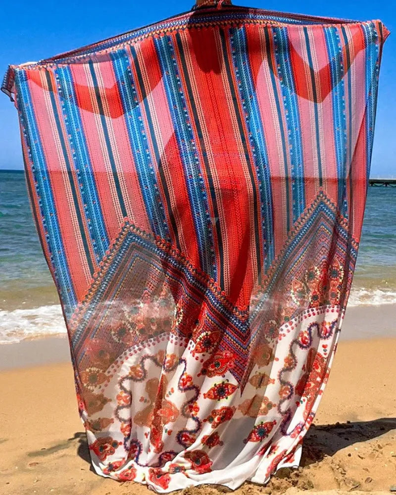 Cross-border Arrival women's three-piece swimsuit set showing high-waist bikini bottom, cutout blouse top, and coat.