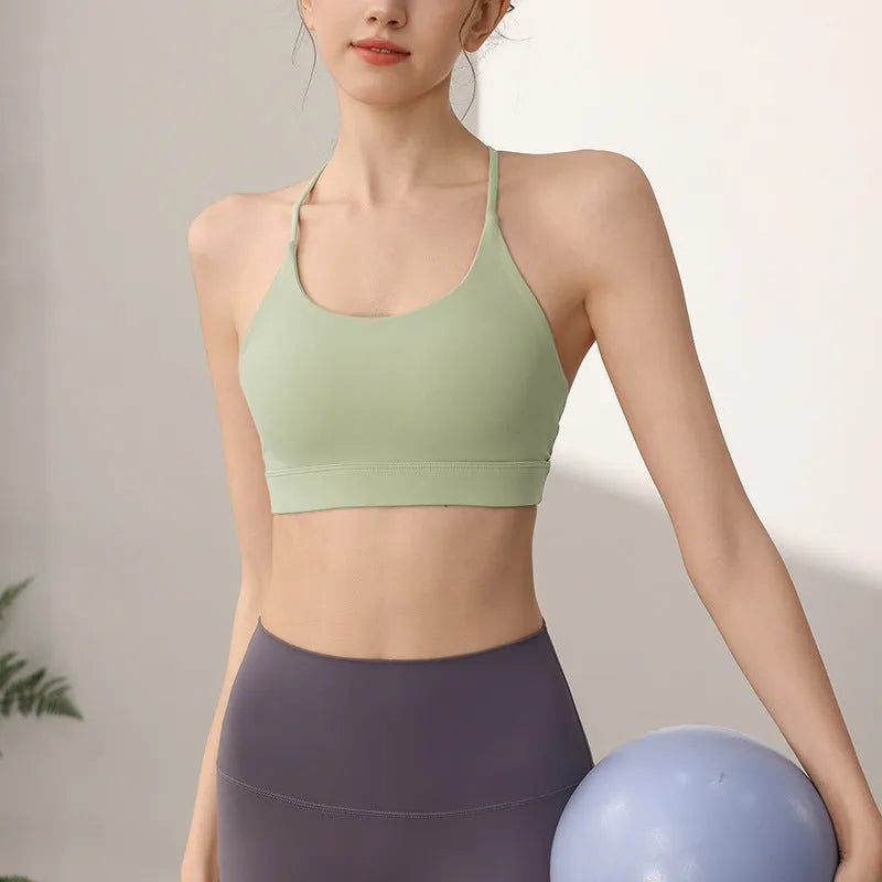 Women's nylon sports vest with fixed double-shoulder straps in Sunshine Desert colour.