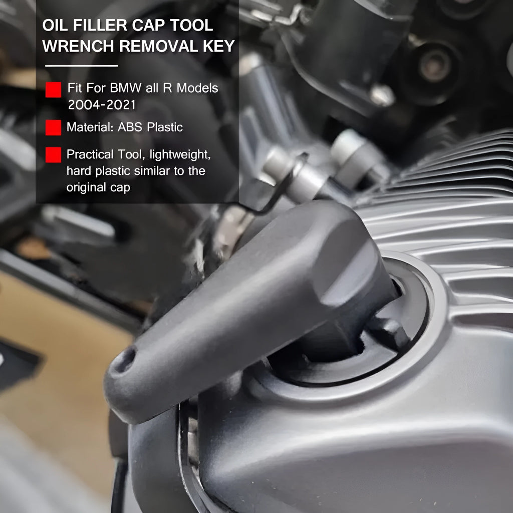 Black nylon quick release wrench for BMW motorcycle oil caps with 2004 onward compatibility