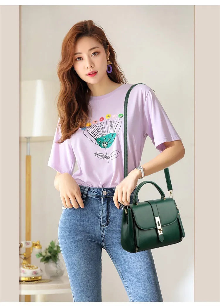 Women's soft PU leather shoulder bag in square vertical messenger style