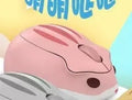 Hamster Wireless Silent Bluetooth Mouse in yellow, pink, and grey on a white background.