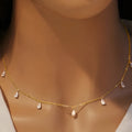 Gentle drop-shaped artificial zircon necklace on O-chain in silver, rose gold, or golden yellow finish