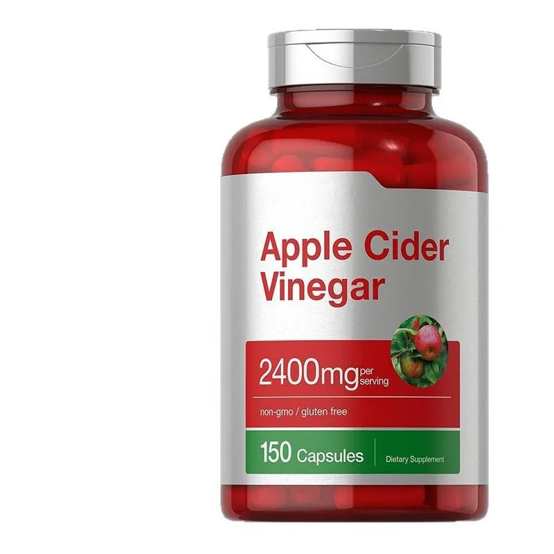 Health vinegar capsules dietary supplement bottle containing 150 tablets with apple vinegar ingredient