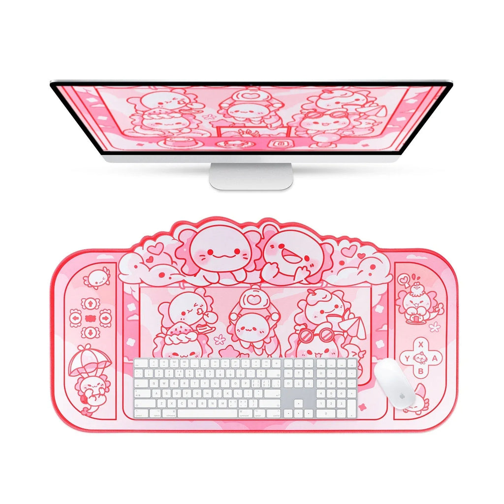 Hexagonal dragon crane machine large mouse pad measuring 75x40cm with cloth surface and cartoon anime pattern