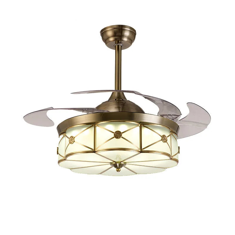 Gold 42 inch ceiling fan light with remote control and invisible blades