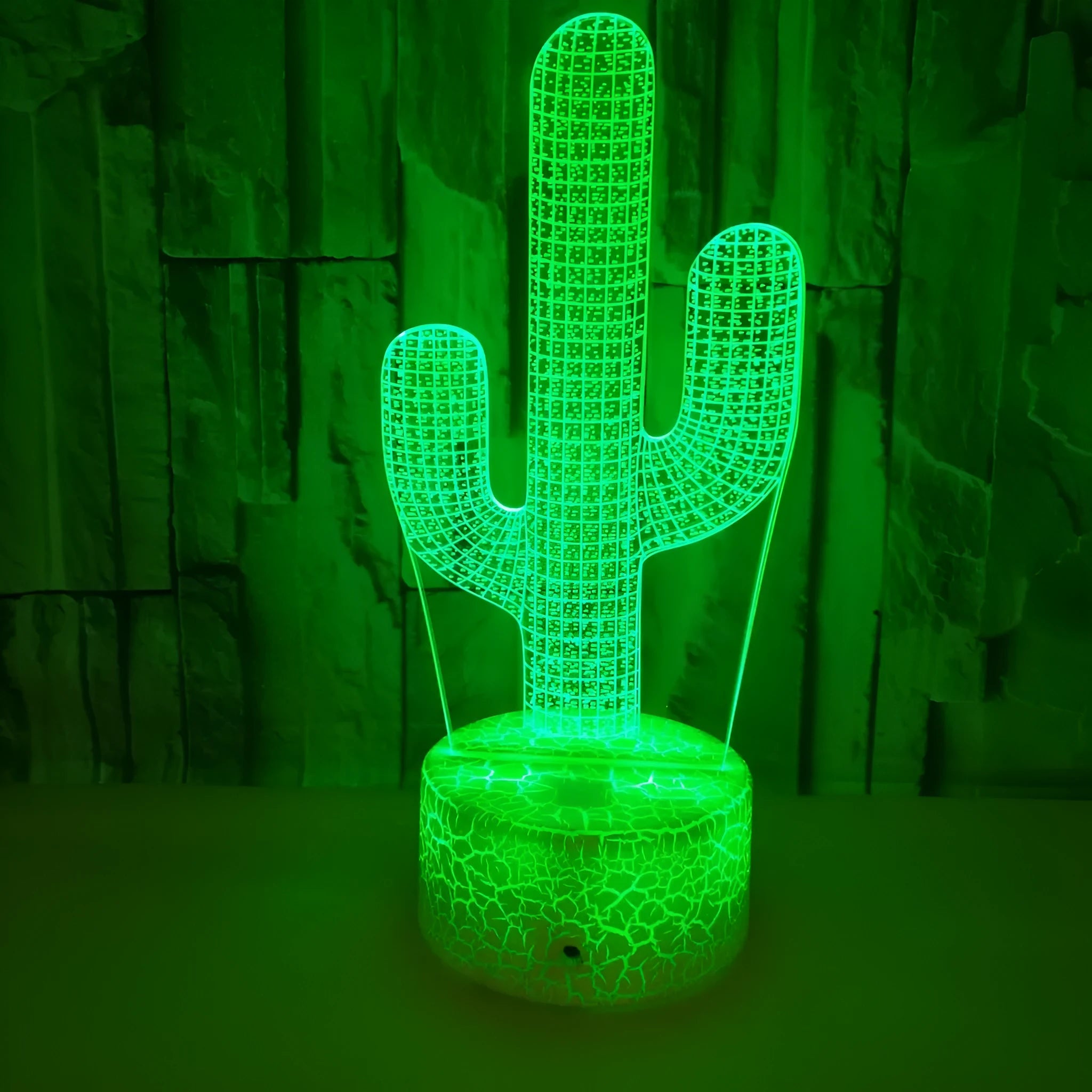 Cactus 3D small night lamp with colourful touch and remote control, USB powered, modern simplicity style
