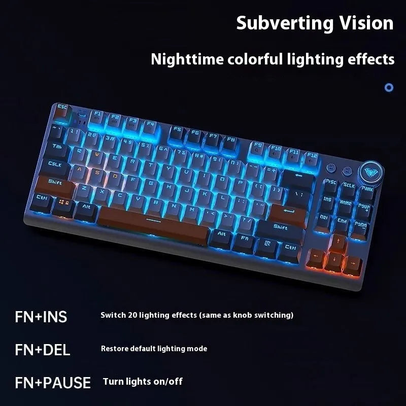 Wireless mechanical keyboard with metal construction and side-engraved keycaps showing Bluetooth connectivity options