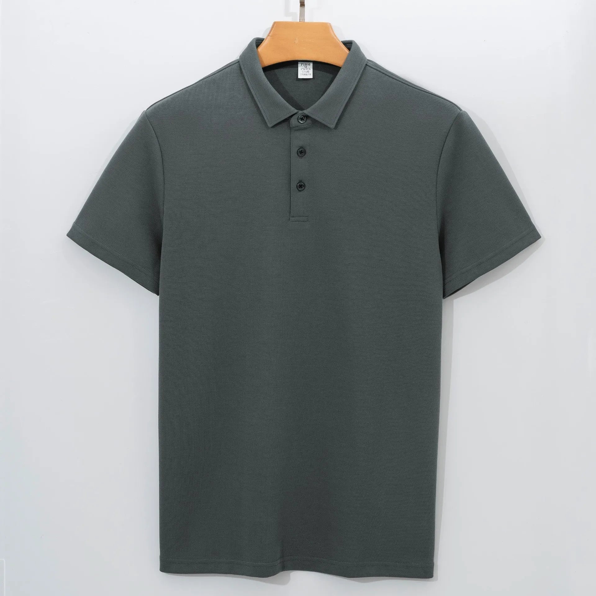 230g double-sided cotton non-ironing air layer polo shirt for men short sleeve solid colour top in black