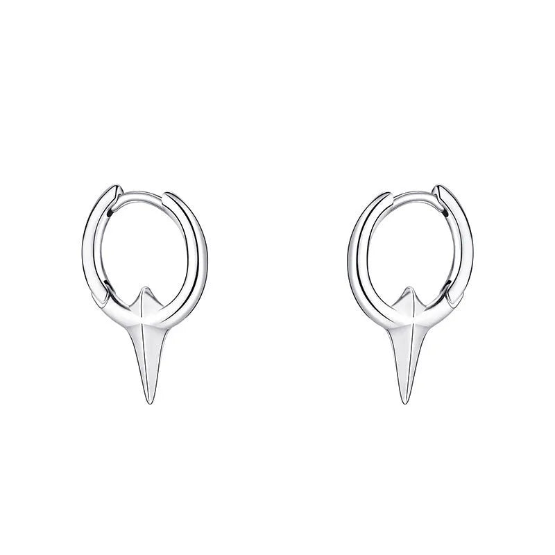 Geometric star-shaped women's ear clips in a platinum colour with a clip-on fastening.