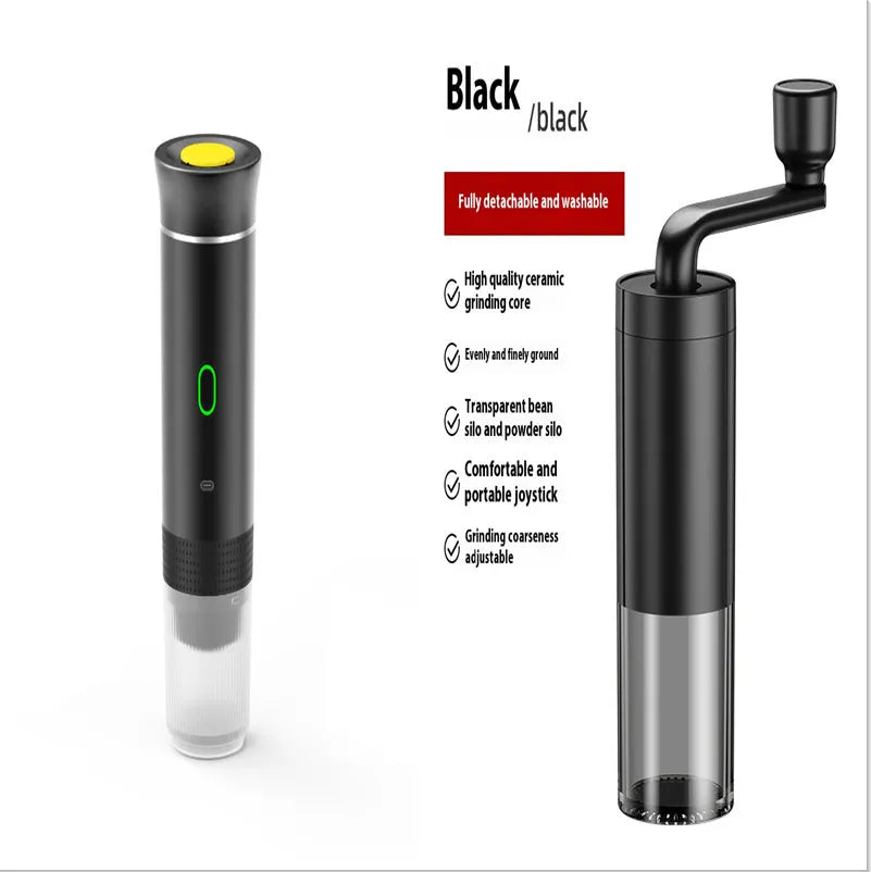 White portable 3-in-1 espresso machine 60ml with Type-C charging and capsule compartment