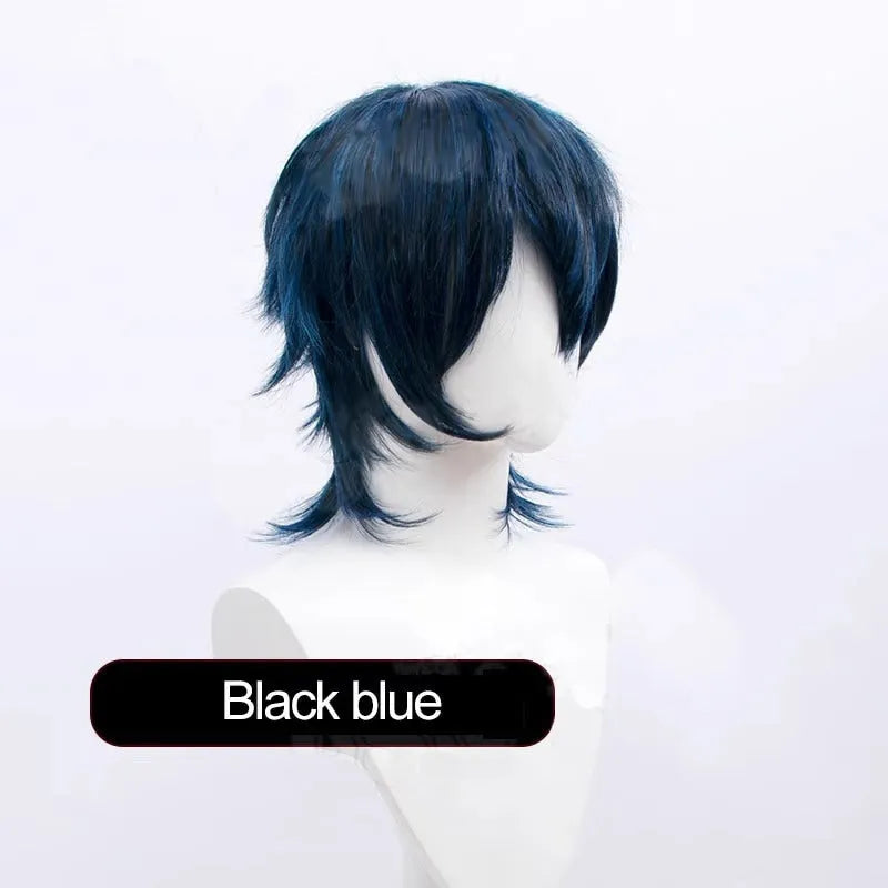 Short cosplay wig in synthetic fibre with anti-curling treatment for character costumes