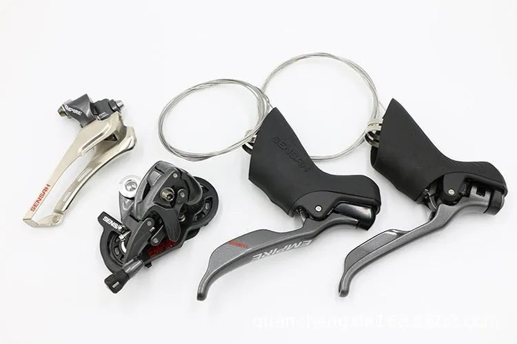 Road bike aluminium transmission kit with manual shift, rear dial, decorative beads, pendant, chain, and rope accessories