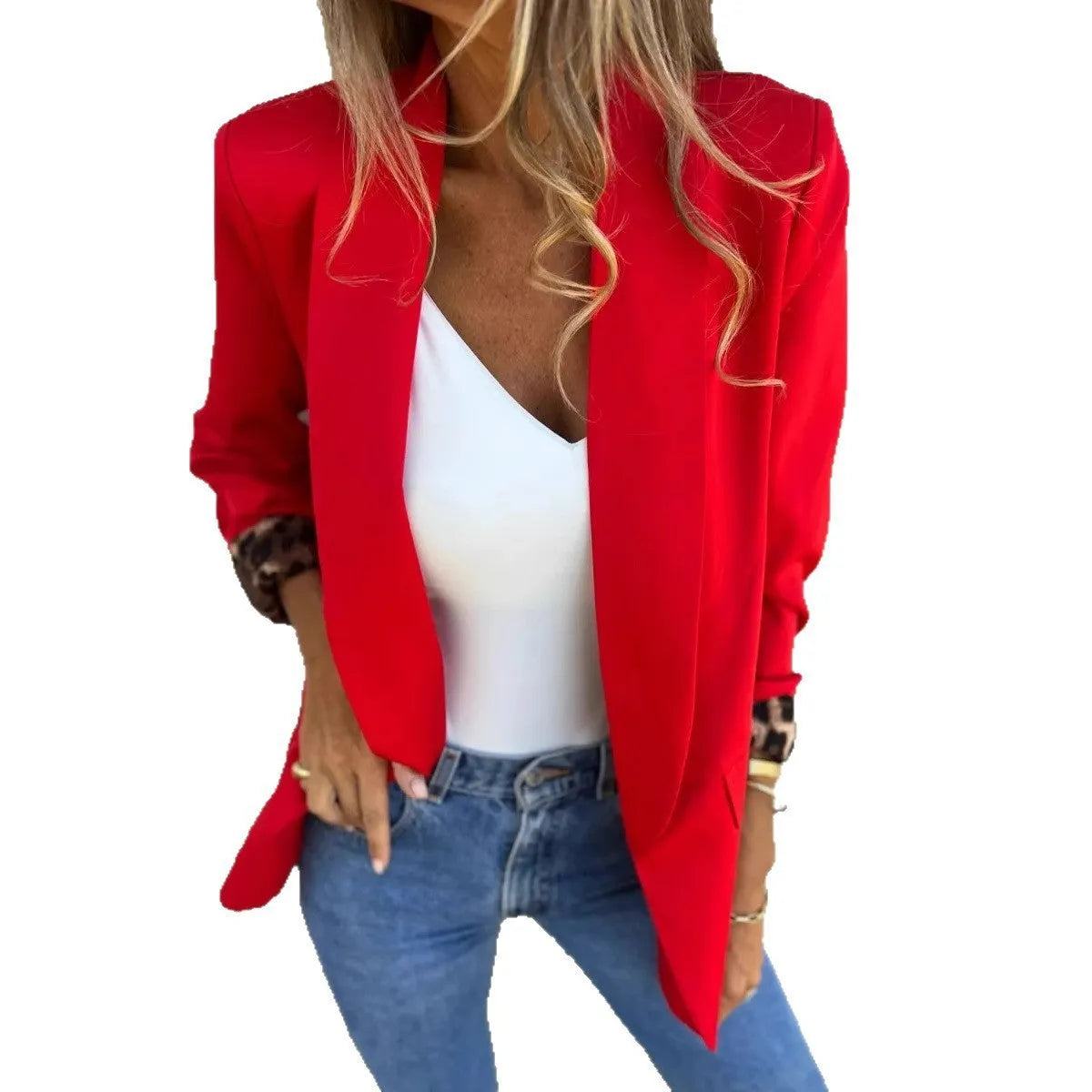 Slim fit black suit coat with 3D stereoscopic cheetah animal pattern design and regular sleeves