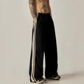 Black men's climbing trousers with high waist and wide straight-leg design