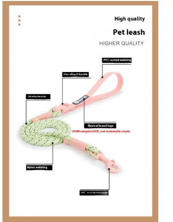 Solid colour PVC dog hand-holding rope leash in dark red purple yellow and taoyao green options.