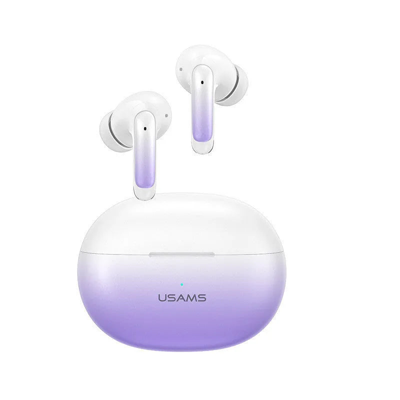 Wireless in-ear Bluetooth gaming headset in gradient blue colour showing compact design.