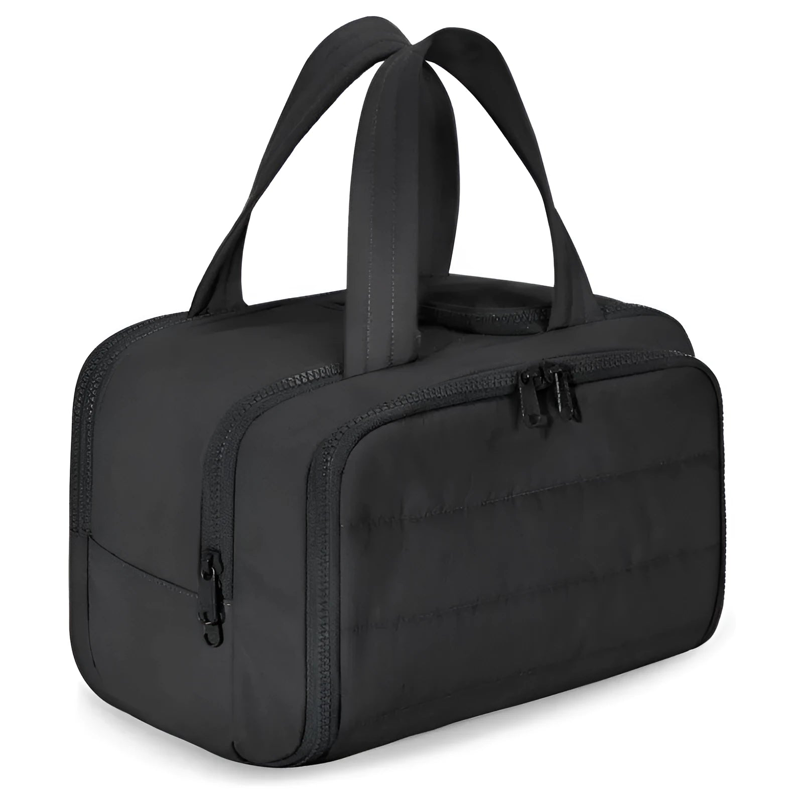 Large capacity travel toiletry bag with wide opening in five colour options